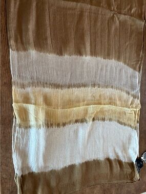 Eileen Fisher Ombre Scarf in Brown, Cream and Gold.